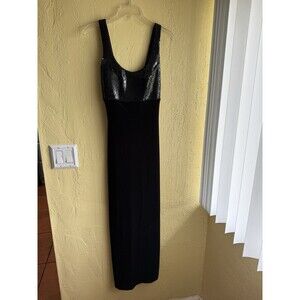 Rimini by Shaw Black Sequin Bodice Maxi Dress Size 4 Gown Party Cocktail Dress